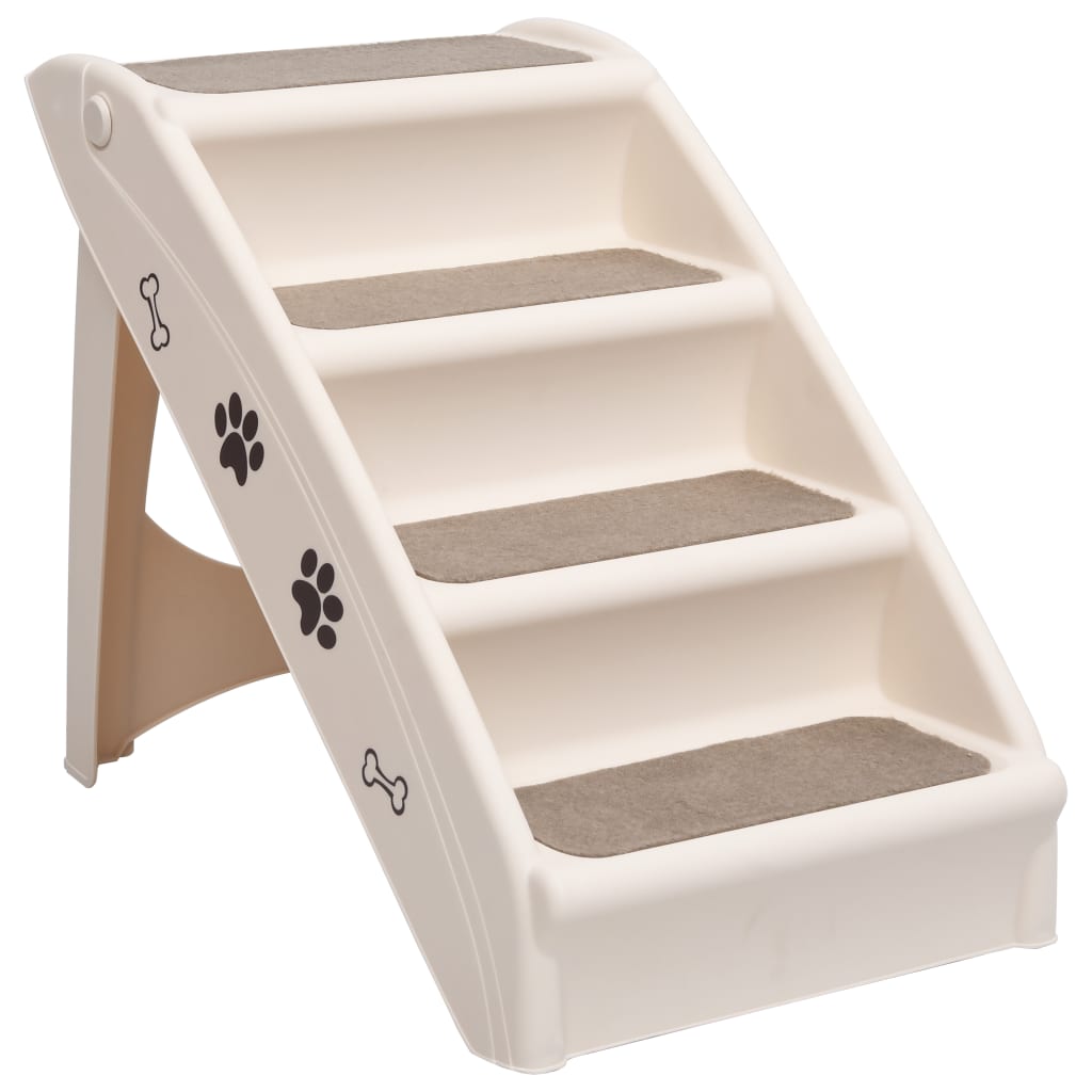 NNEVL Folding Dog Stairs Cream 62x40x49.5 cm